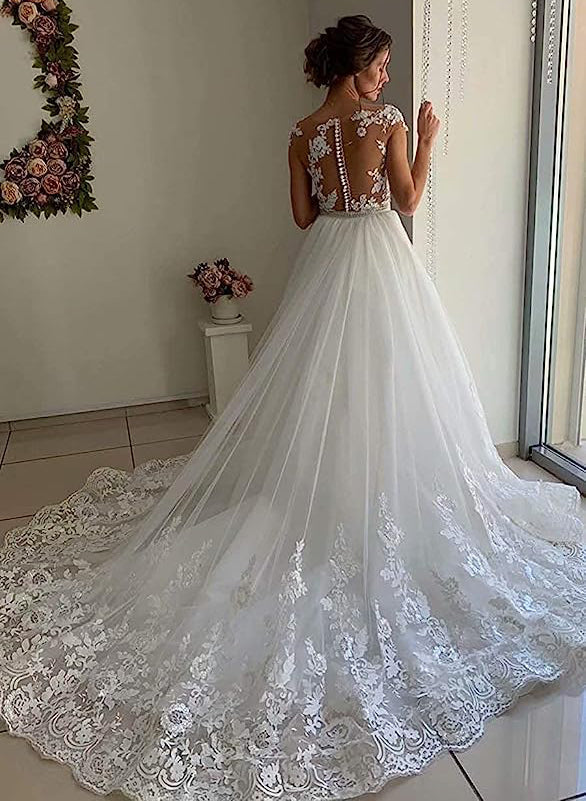 Elegant Lace Tulle Wedding Dresses