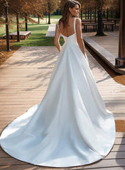 Satin Wedding Dress with Ball-Gown/Princess Sweetheart Neckline and Sweep Train