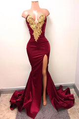 Burgundy Lace Mermaid Long Prom Dress Burgundy Evening Dress