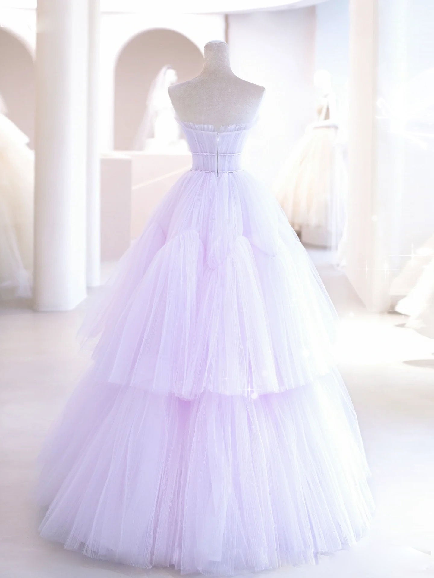 Purple A-Line Tulle Long Prom Dress Purple Evening Dress