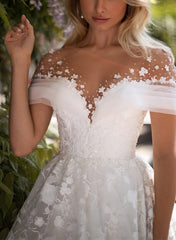 Illusion Neck Lace Wedding Dress