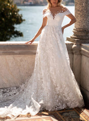 Illusion Neck Lace Wedding Dress