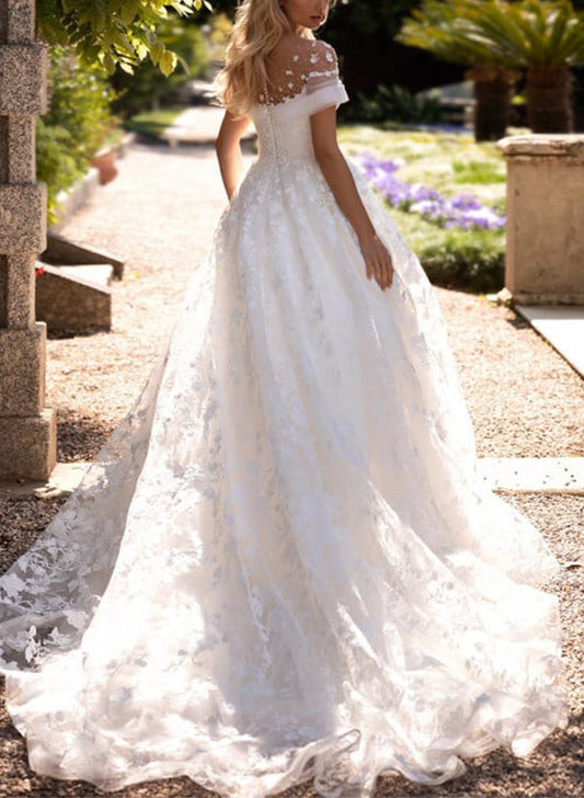 Illusion Neck Lace Wedding Dress