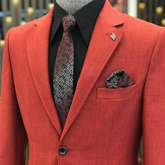 Andrew Red Two-Piece Notched Lapel Prom Suit