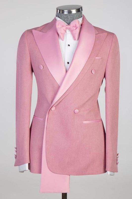 Burton Pink Double-Breasted Peaked Lapel Prom Suit