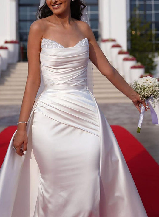 Satin Wedding Dresses With Beading