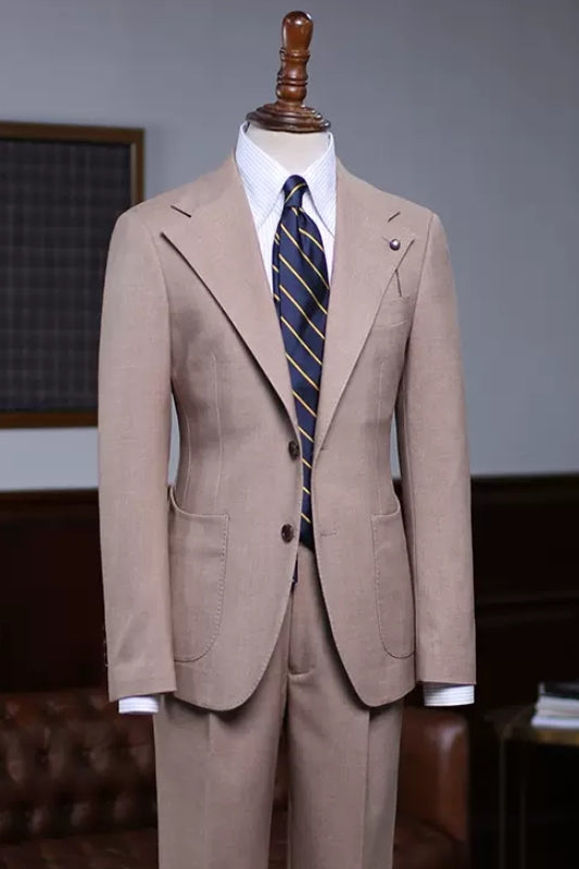 Caesar Elegant Khaki Notched Lapel Prom Suit for Men