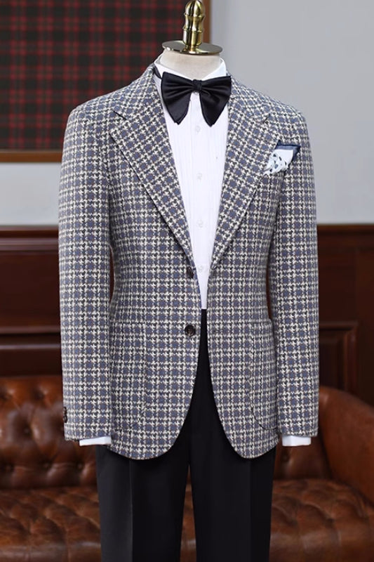 Chasel Gray Plaid Notched Lapel Bespoke Prom Suit for Men