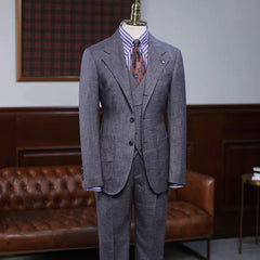 Cleveland Bespoke Dark Gray Notched Lapel 3-Piece Business Suit