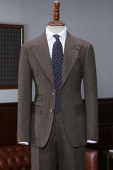 Craig Newest Coffee Peaked Lapel Business Suit for Men