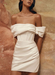 Off-The-Shoulder Detachable Satin Wedding Dresses