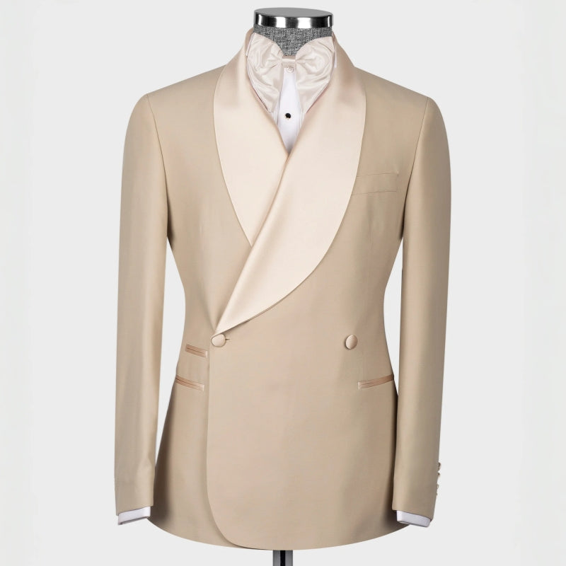 Hardy Khaki Double-Breasted Shawl Lapel Wedding Suit