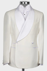 Hamilton Off-White Double-Breasted Shawl Lapel Wedding Suit