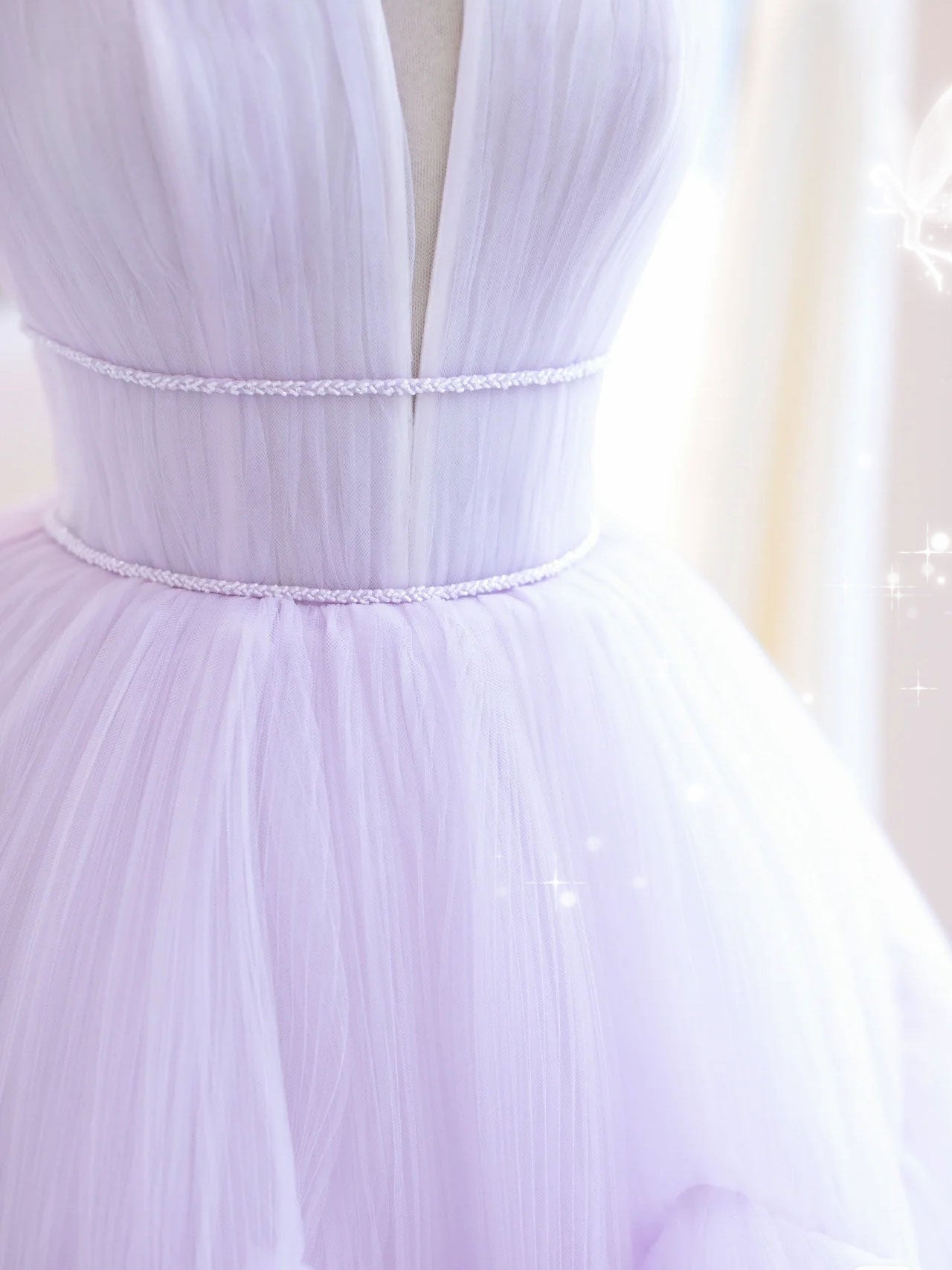 Purple A-Line Tulle Long Prom Dress Purple Evening Dress