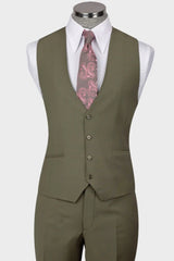 Powell Green Peaked Lapel 3-Piece Business Men Suit