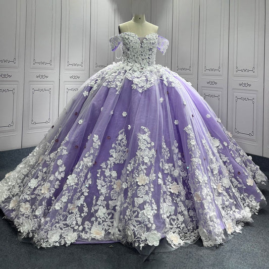 Lilac Quinceanera Dress Sweet 15 Evening Dress Crystal Sleeveless Beading Ball Gown Dress