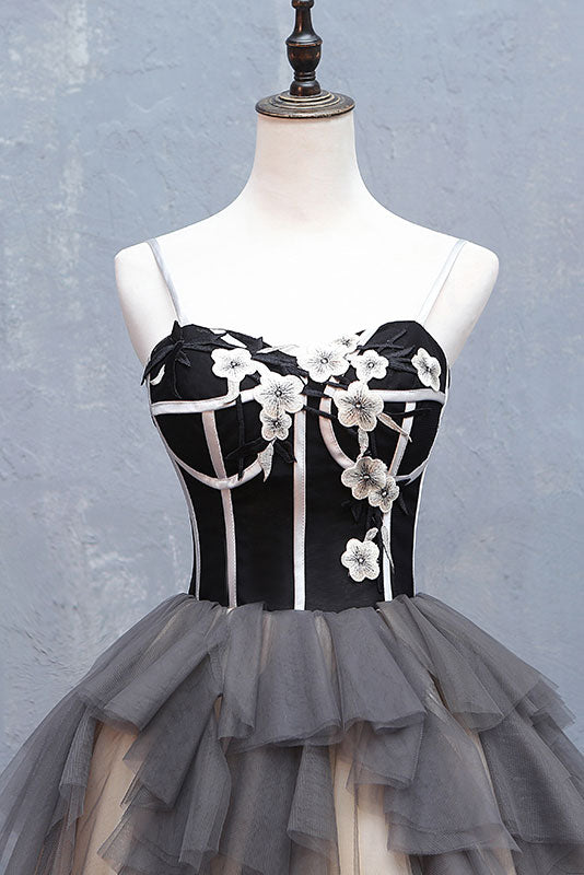 Cute Sweetheart Neck Tulle Short Prom Dress Black Homecoming Dress