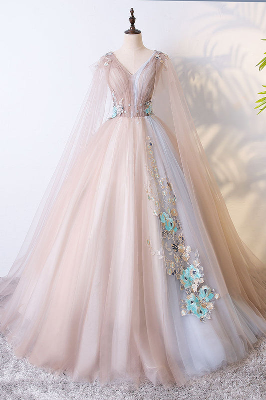 Champagne Tulle Long Prom Dress Champagne Tulle Evening Dress