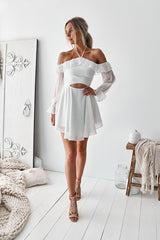 Simple White Chiffon Short Prom Dress White Cute Summer Dress