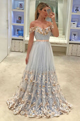 Unique Sweetheart Neck Off-Shoulder Tulle Lace Appliqu¨¦ Long Prom Dress