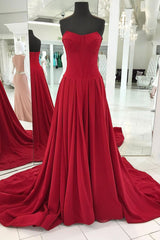 Simple Red Long Prom Dress Red Long Evening Dress