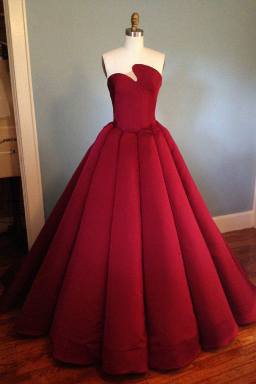 Burgundy Satin Long Prom Dress Burgundy Evening Dress