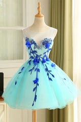 Cute Blue Organza Short Prom Dress Cute Homecoming Dress