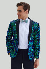 Dazzling Green Sequined Men's Blazer Jacket