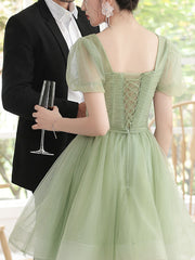 Green Tulle Short Prom Dress Green Homecoming Dress