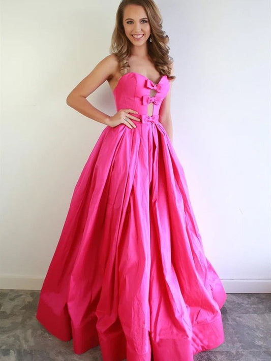 Sloane Dressystars  Chic A-line Chic Sweetheart Collar Fuchsia Prom Dresses Satin Elegant Prom Dress Evening Dress