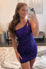 magdalene pretty sparkly bodycon sexy one shoulder style sequin styles short homecoming dress with keyhole