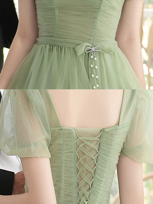 Green Tulle Short Prom Dress Green Homecoming Dress