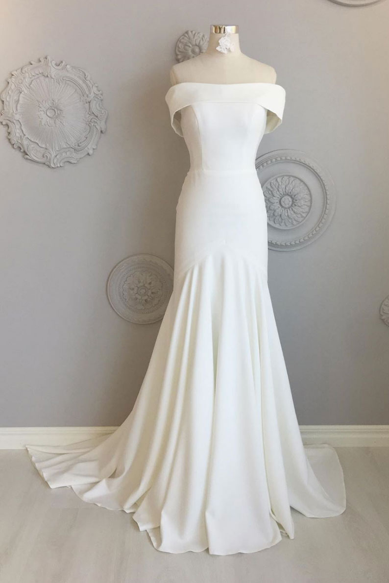 Simple White Long Prom Dress White Long Evening Dress