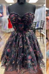 kayla pretty a line strapless bandeau version floral homecoming dress