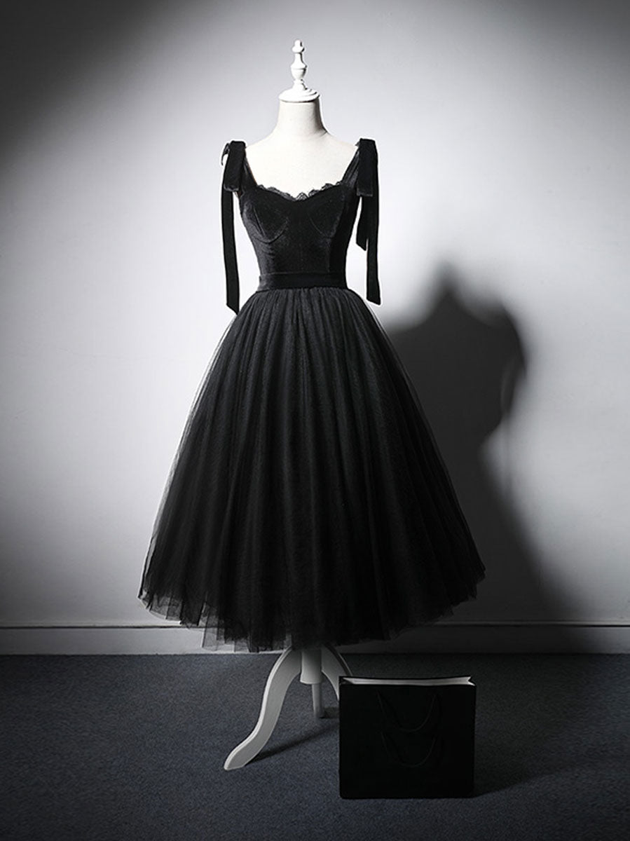 Black Tulle Lace Short Prom Dress Black Homecoming Dress