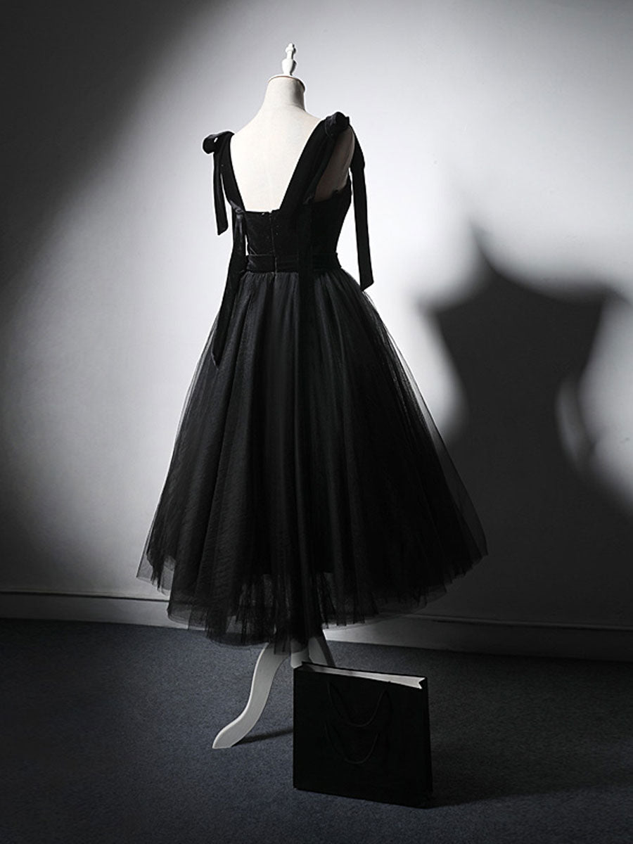 Black Tulle Lace Short Prom Dress Black Homecoming Dress