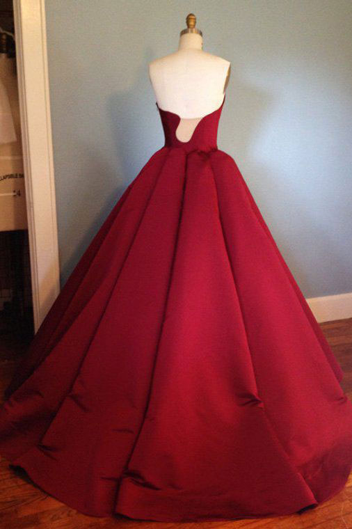 Burgundy Satin Long Prom Dress Burgundy Evening Dress