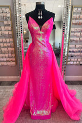 Sparkly Fuchsia Mermaid Long Prom Dress