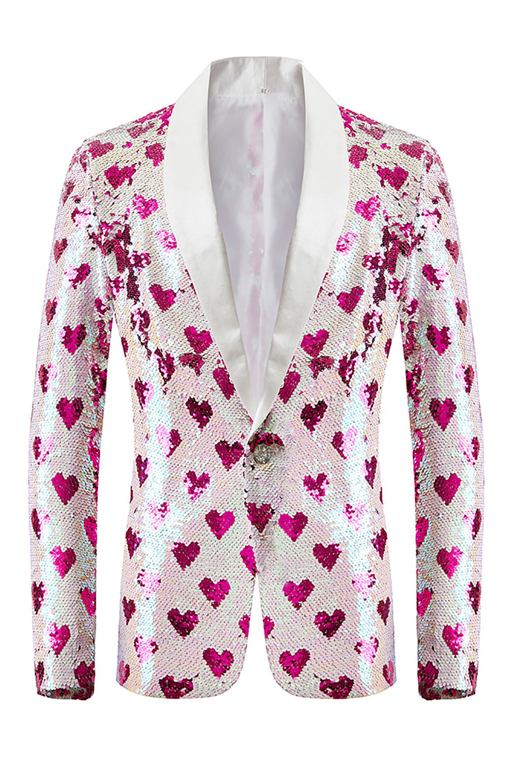 Sparkly Pink Sequins Shawl Lapel Men's Blazer