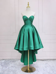 Simple Sweetheart Neck Green High-Low Prom Dress Green Homecoming Dress