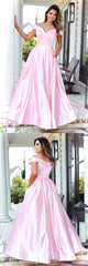 Pink Satin Long Prom Dress Pink Long Evening Dress