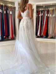 Champagne Tulle Lace Mermaid Long Prom Dress Tulle Lace Evening Dress