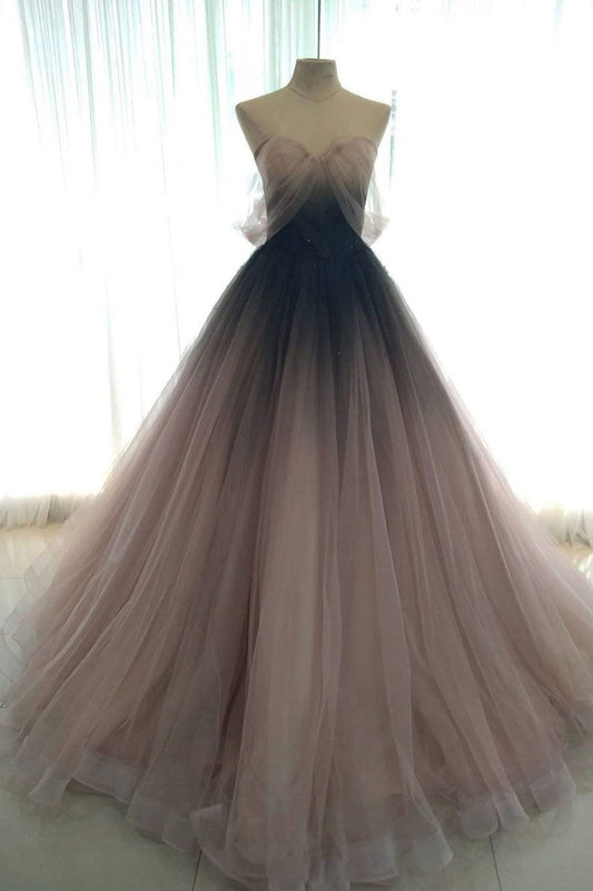 Unique Tulle Long Prom Dress Tulle Formal Dress