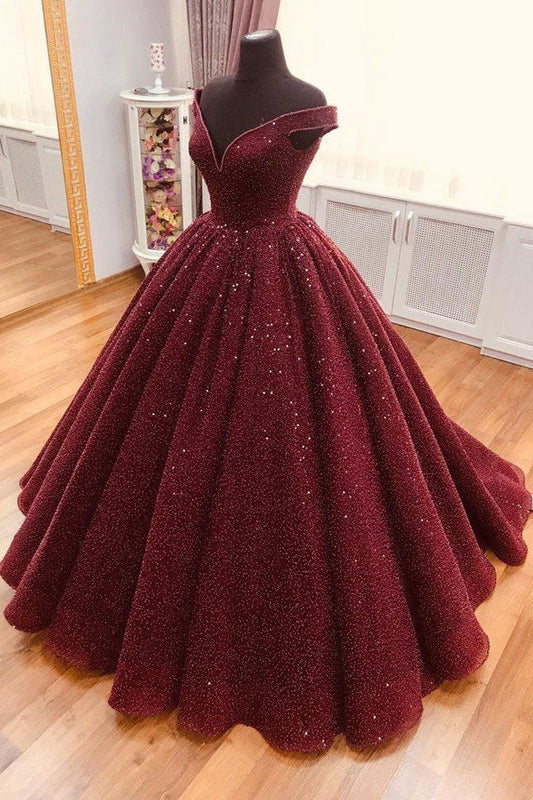 Burgundy V-Neck Long Prom Dress Burgundy Evening Dress