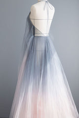 Gray Tulle Long Prom Dress Gray Tulle Formal Gown