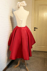 Red Lace Applique Short Prom Dress Red Homecoming Dress