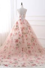 Unique Round Neck Printing Long Prom Gown Evening Gown