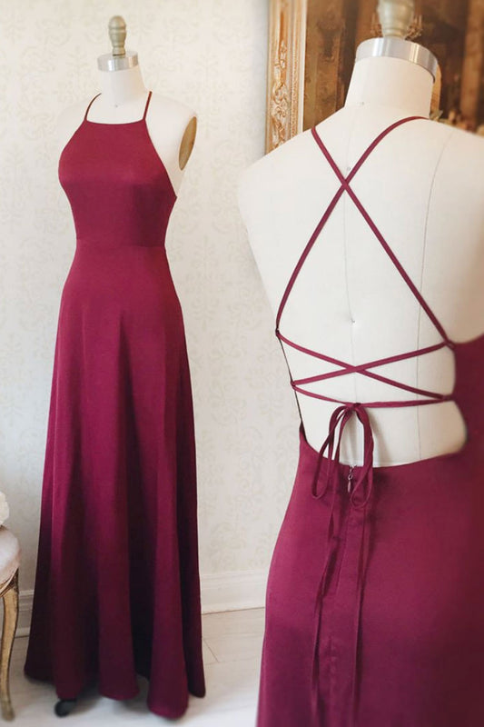 Simple Burgundy Long Prom Dress Burgundy Evening Dress