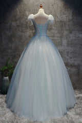 Light Blue Tulle Long Prom Dress Blue Tulle Evening Dress