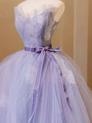 Purple Tulle Lace Long Prom Gown Purple Formal Dress